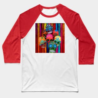 Mexican skulls colored pattern poster, sugar skull , Day of the Dead , dias de los m Baseball T-Shirt